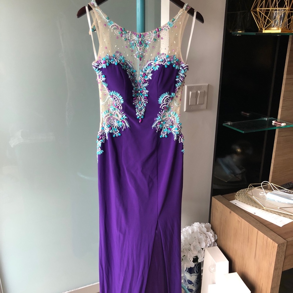 Purple Gown with Beadings